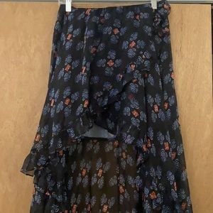 Caroline Constas Blue Adelle Ruffled Silk Skirt